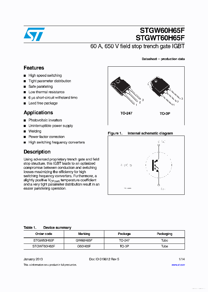 STGW60H65F_7795210.PDF Datasheet