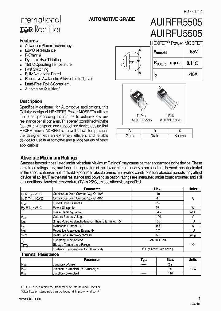 AUIRFR5505TRL_7985869.PDF Datasheet