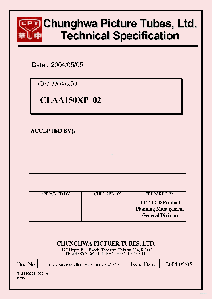 CLAA150XP02_7802004.PDF Datasheet