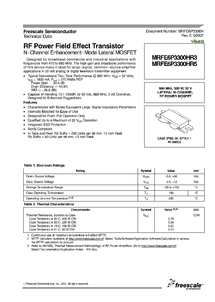 MRFE6P3300HR3_7994621.PDF Datasheet