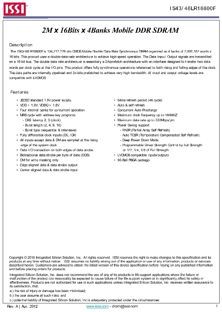 IS43LR16800F-6BLI_7999194.PDF Datasheet