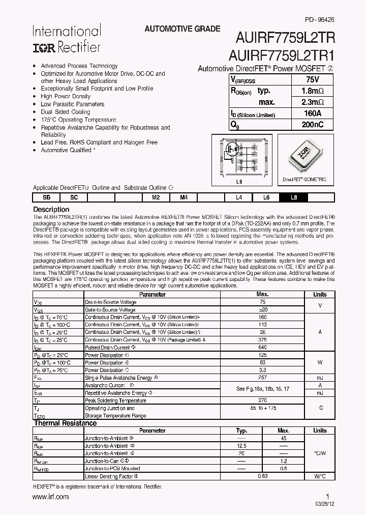 AUIRF7759L2TR_7998697.PDF Datasheet