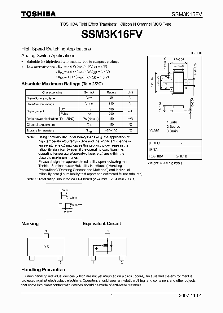 SSM3K16FVTL3T_8000575.PDF Datasheet