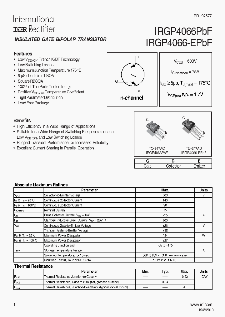 IRGP4066-EPBF_8000851.PDF Datasheet