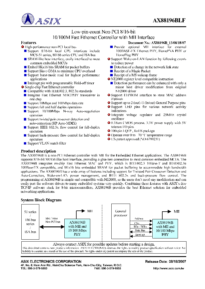 AX88196BLF_8003782.PDF Datasheet