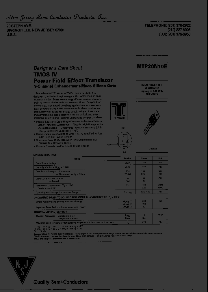 MTP20N10E_8004393.PDF Datasheet