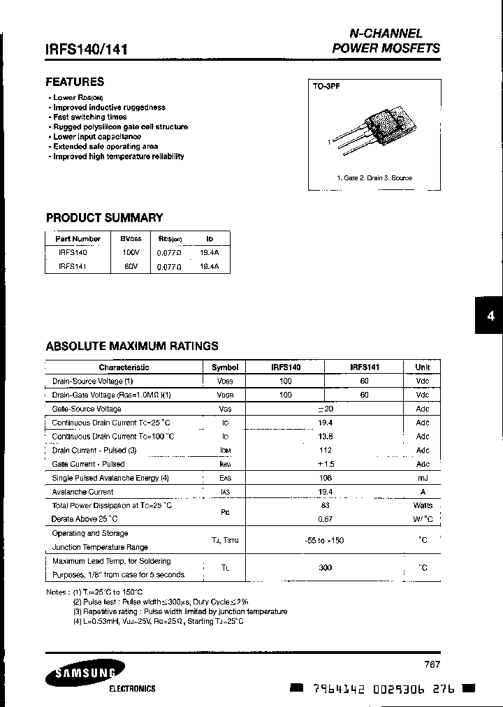 IRFS140_8011286.PDF Datasheet