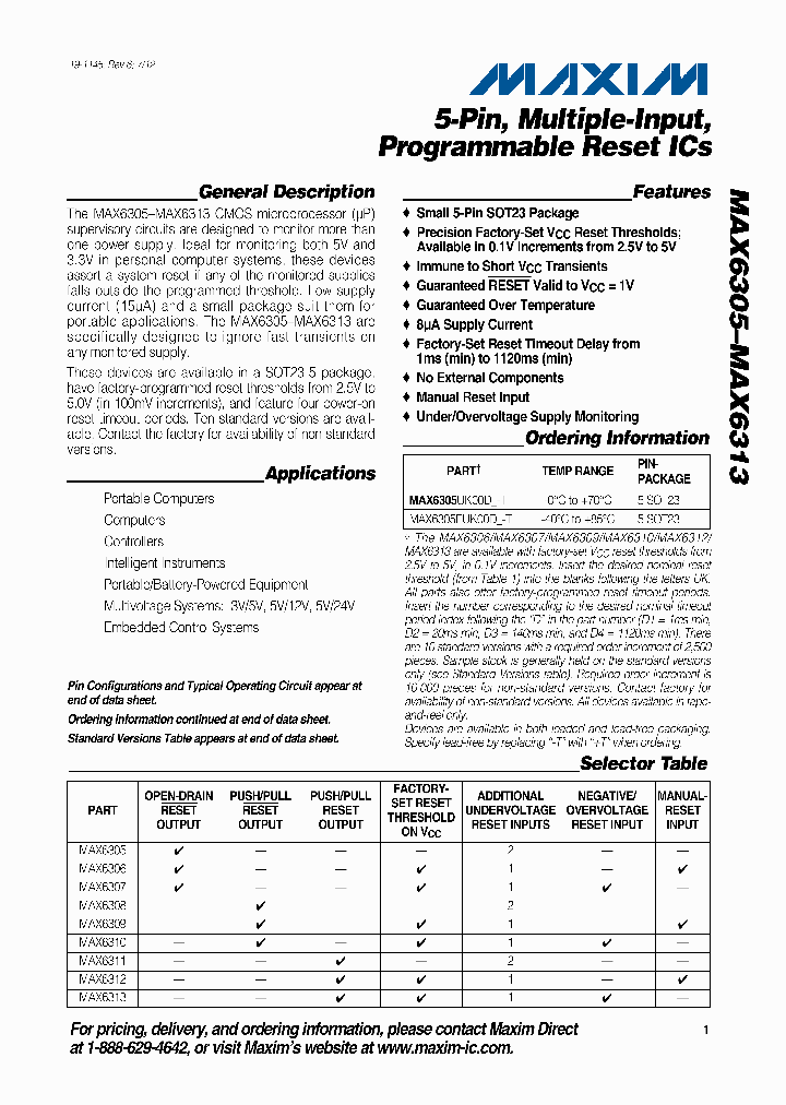 MAX6306UK30D2_8013709.PDF Datasheet