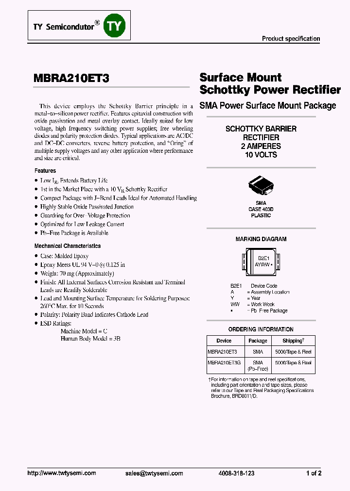 MBRA210ET3_8015396.PDF Datasheet