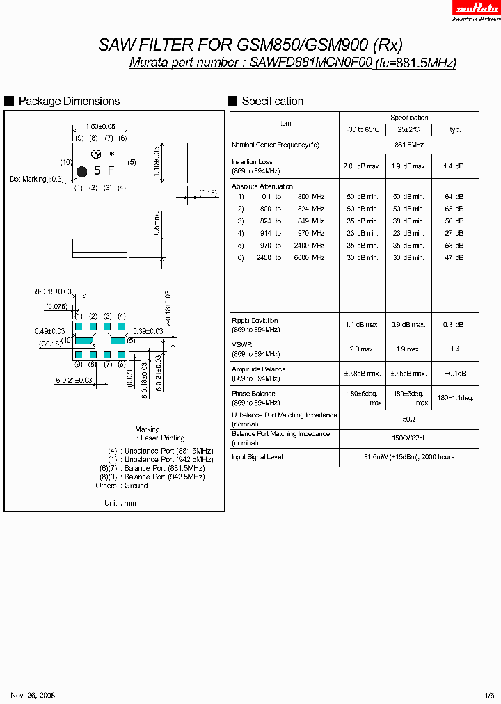 SAWFD881MCN0F00R14_8015945.PDF Datasheet