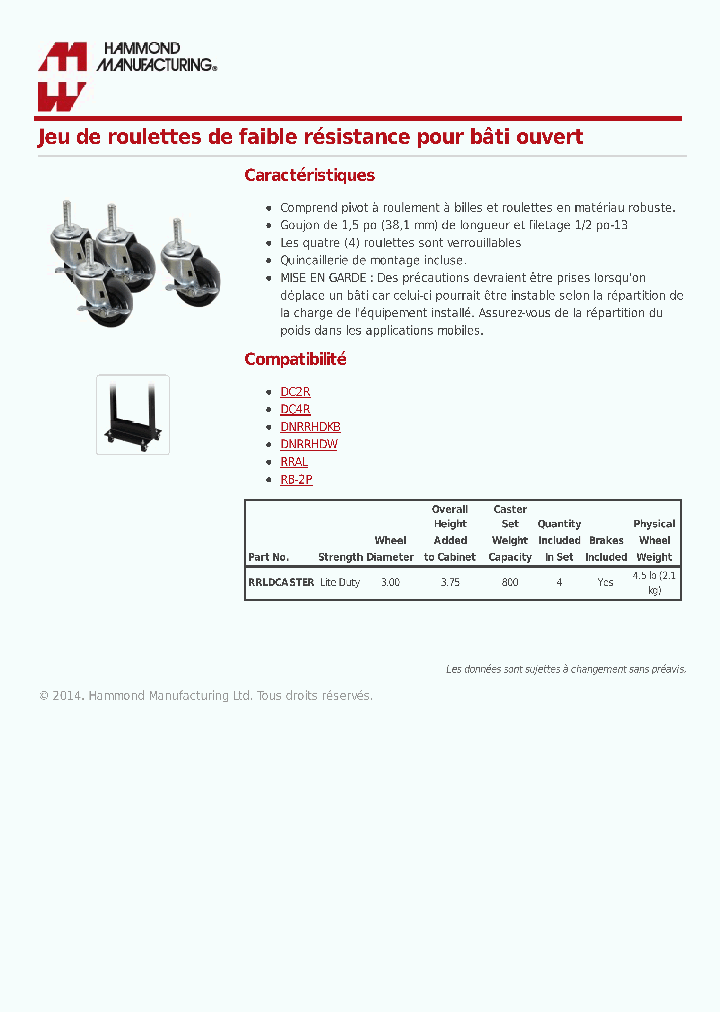 RRLDCASTER_8016200.PDF Datasheet
