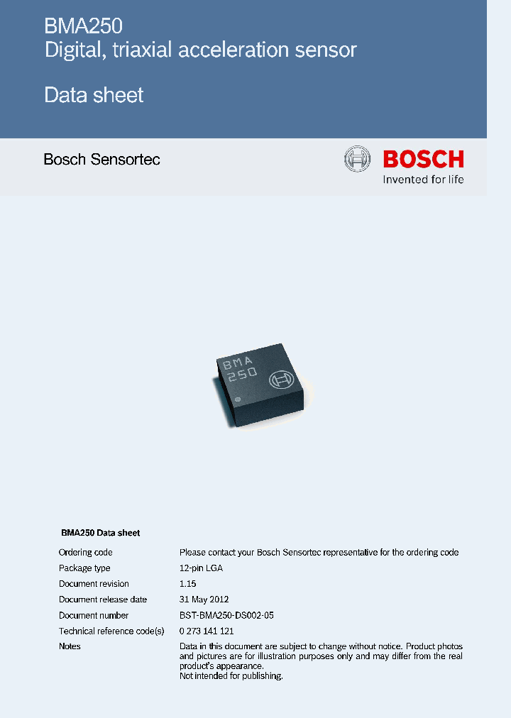 BMA250_8017680.PDF Datasheet