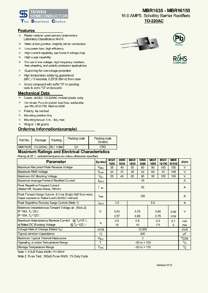 MBR16150_8018057.PDF Datasheet