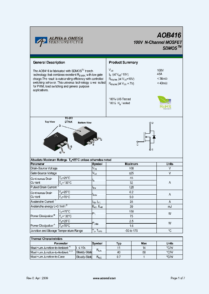 AOB416_8018536.PDF Datasheet