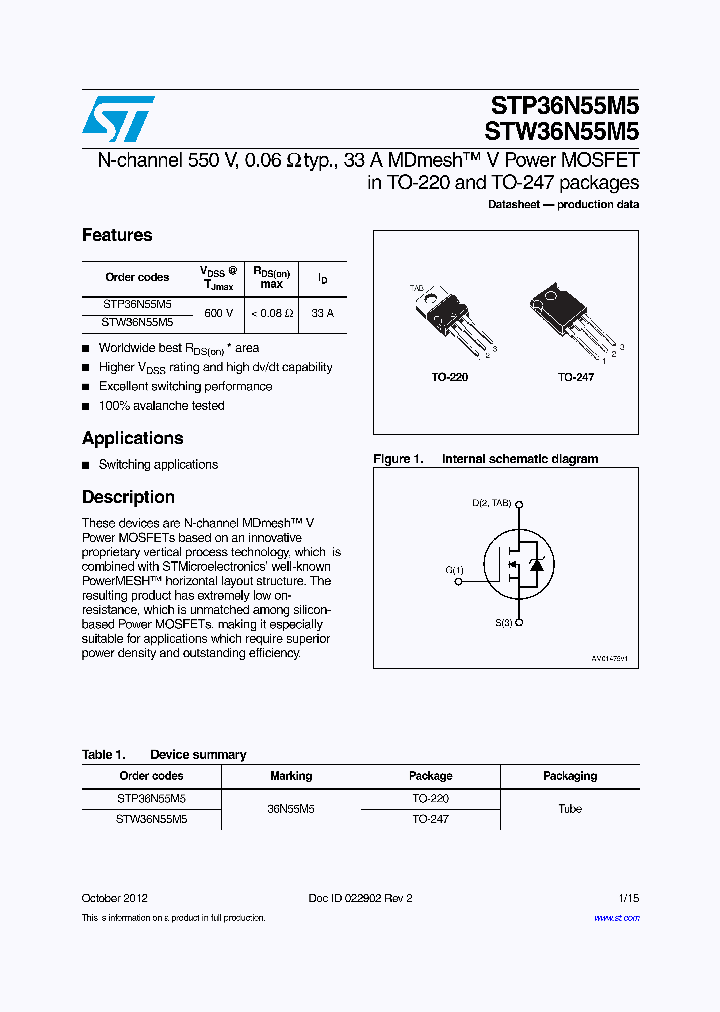 STW36N55M5_8022575.PDF Datasheet