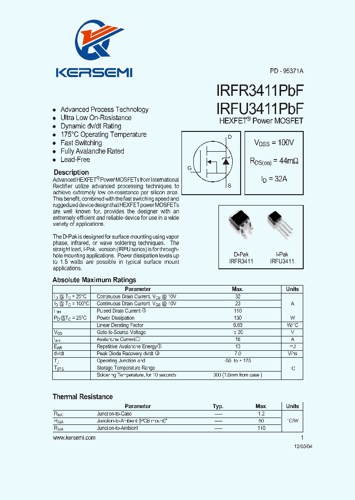 IRFR3411PBF_8022791.PDF Datasheet