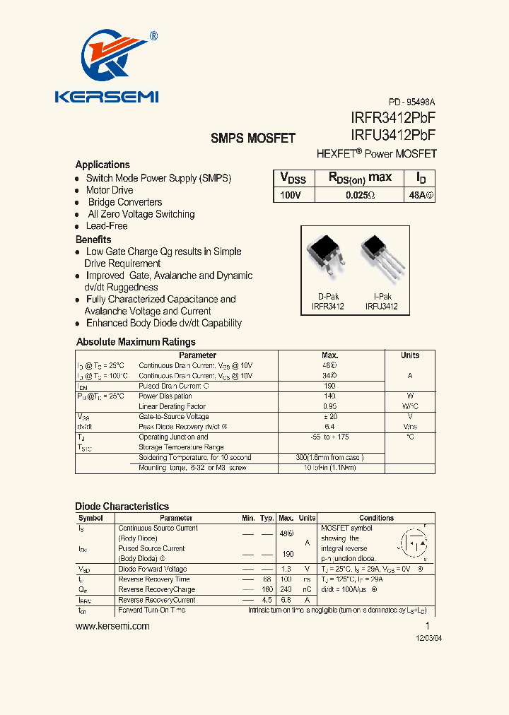 IRFR3412PBF_8022795.PDF Datasheet
