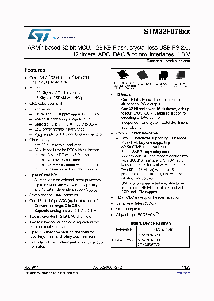STM32F078VBH6_8023365.PDF Datasheet