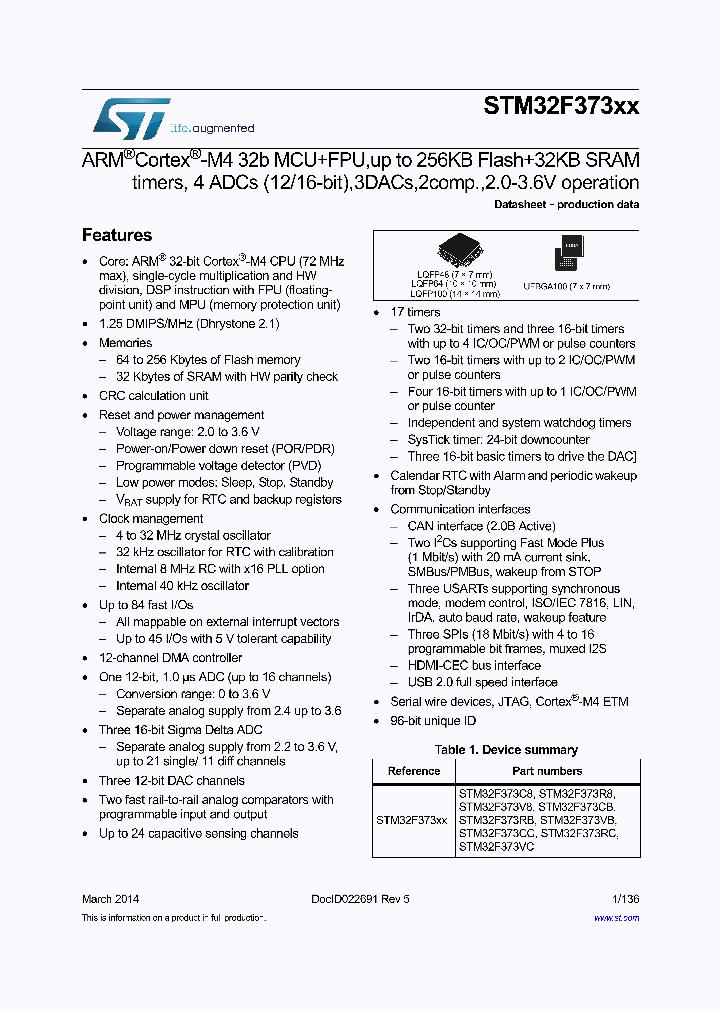 STM32F373VBH6_8023369.PDF Datasheet