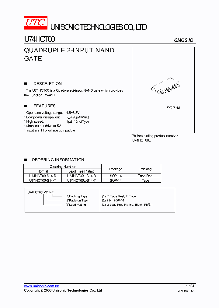 U74HCT00-S14-T_8024487.PDF Datasheet