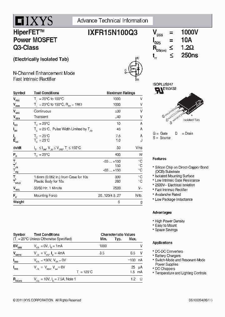 IXFR15N100Q3_8025537.PDF Datasheet