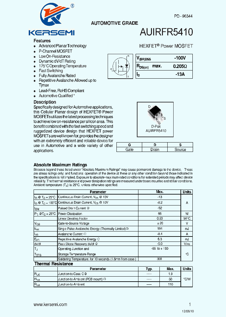 IRFR5410TRL_8027878.PDF Datasheet