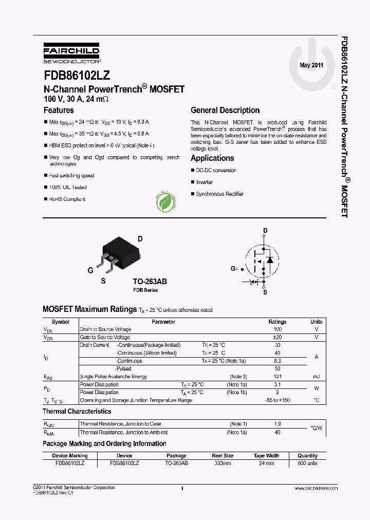 FDB86102LZ_8030139.PDF Datasheet