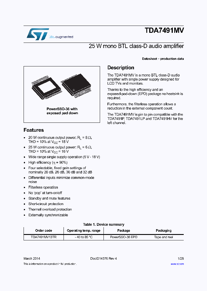 TDA7491MV13TR_8034062.PDF Datasheet