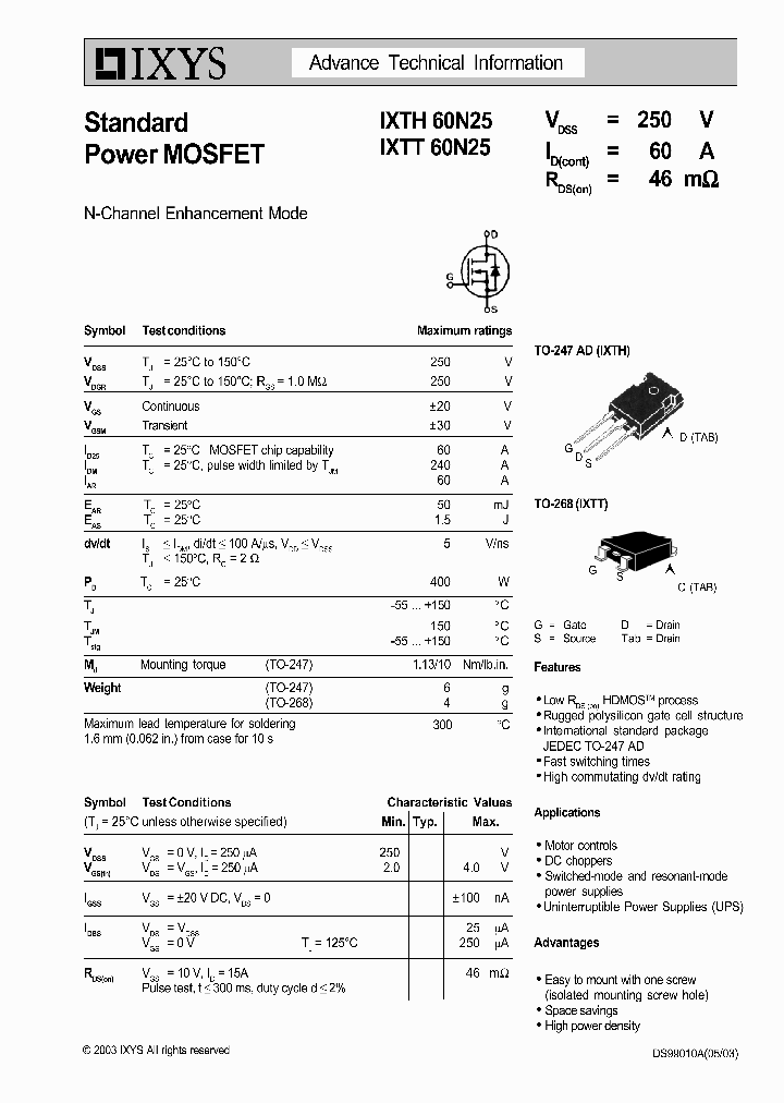 IXTH60N25_8033334.PDF Datasheet