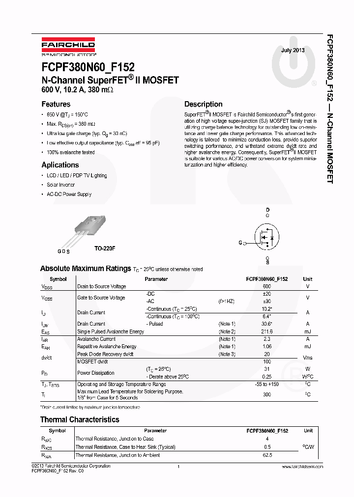 FCPF380N60F152_8037482.PDF Datasheet