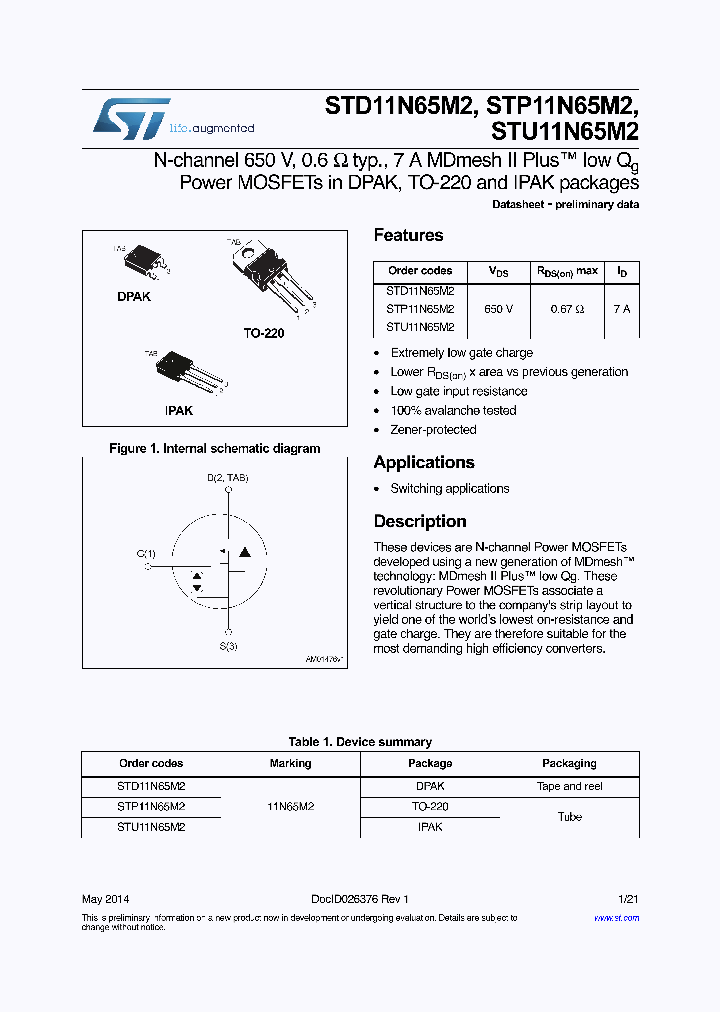 STD11N65M2_8038361.PDF Datasheet