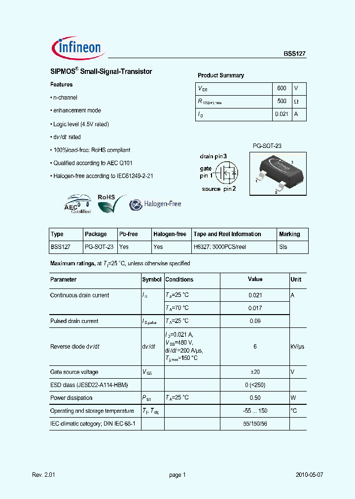 BSS127H6327_8038794.PDF Datasheet