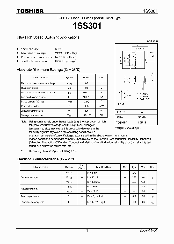 1SS301TE85LF_8042983.PDF Datasheet