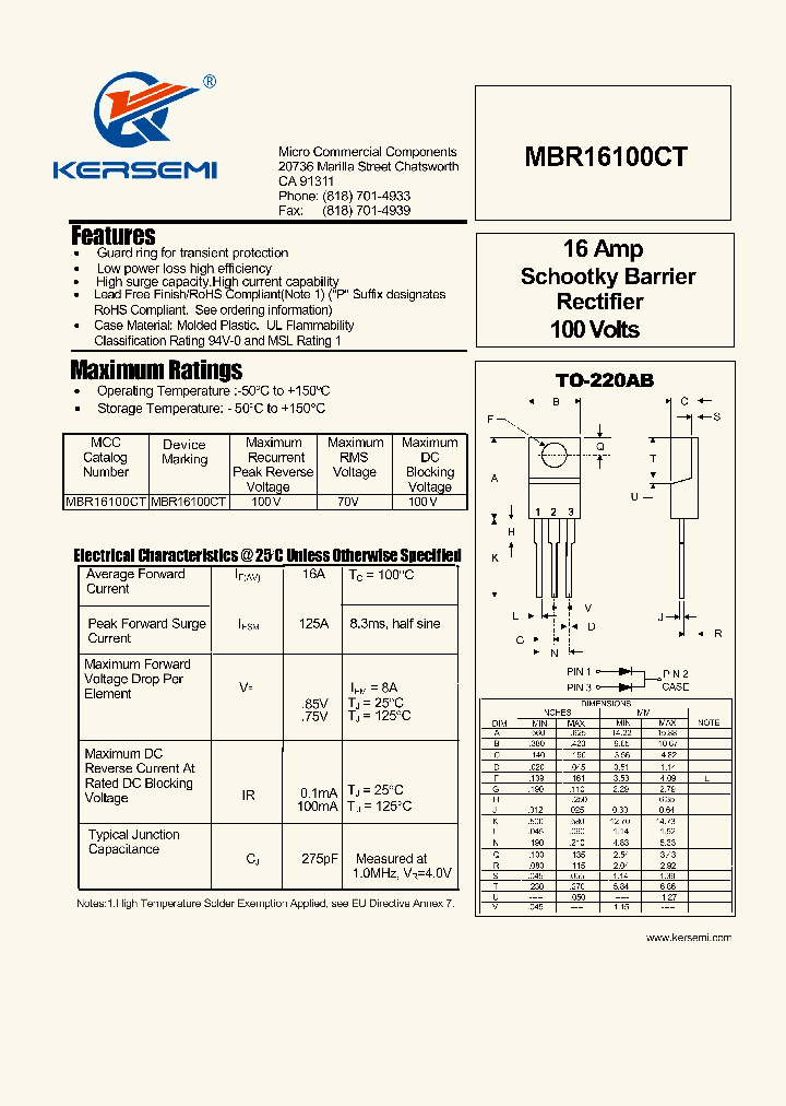 MBR16100CT_8050858.PDF Datasheet