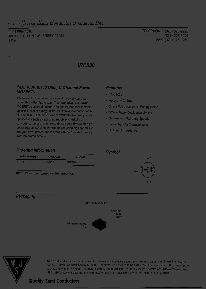 IRF530_8054444.PDF Datasheet