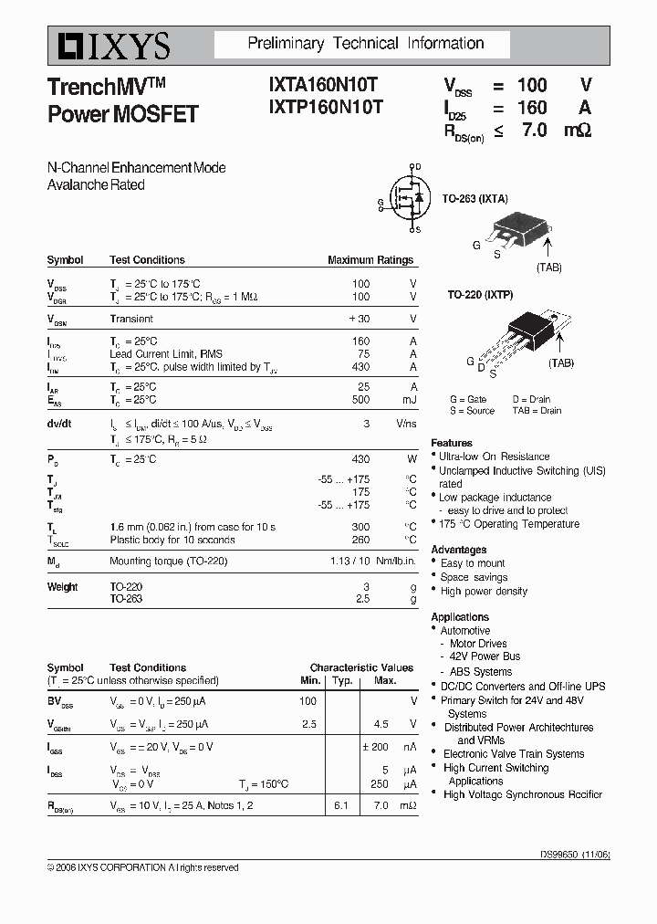 IXTA160N10T_8055670.PDF Datasheet
