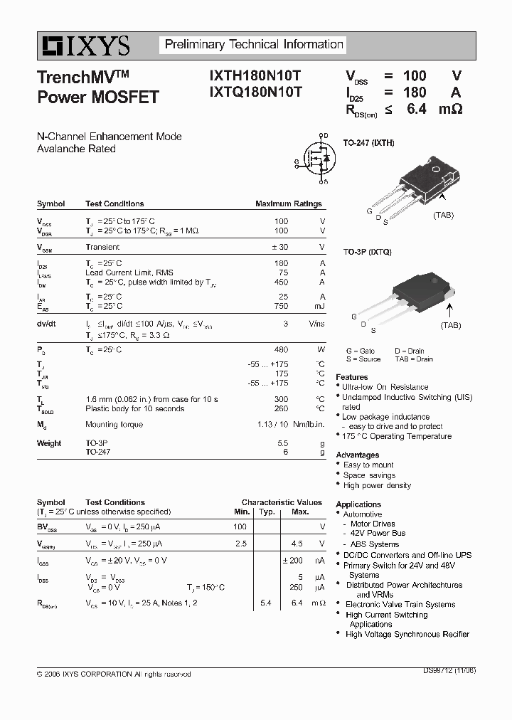 IXTH180N10T_8056687.PDF Datasheet