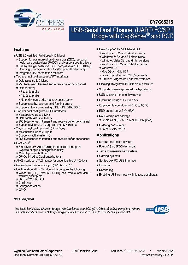 CY7C65215-32LTXI_8055047.PDF Datasheet