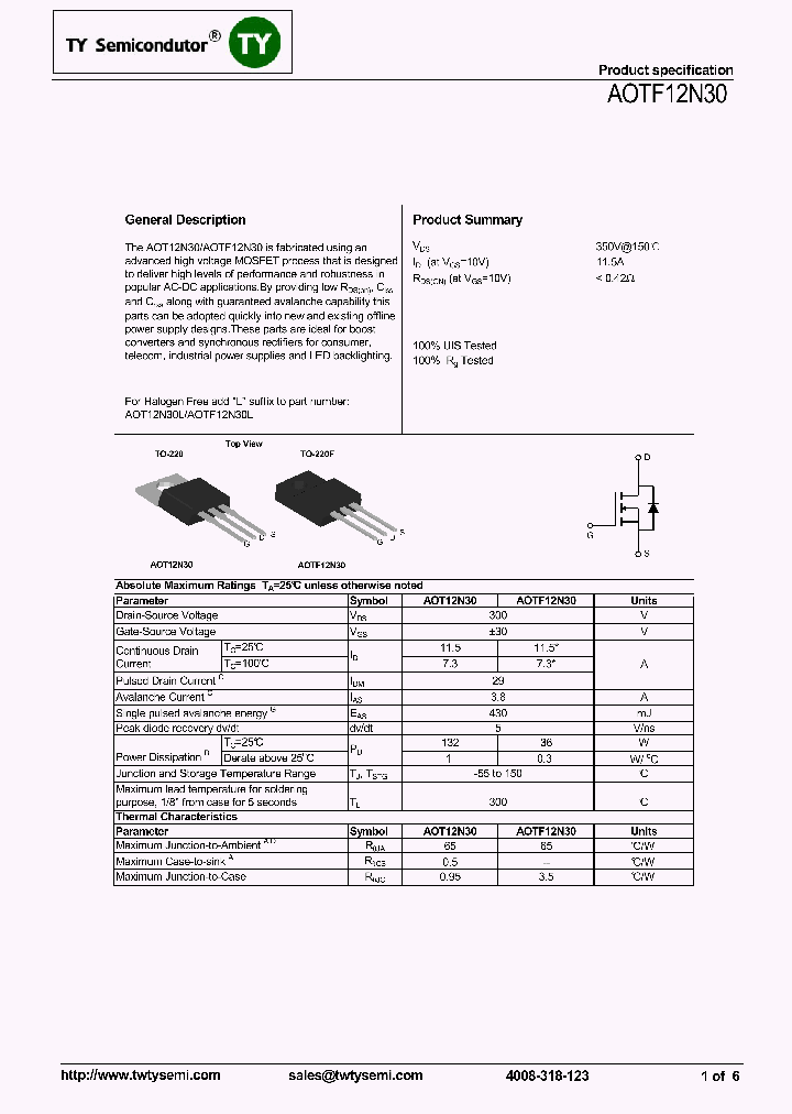 AOTF12N30_8057025.PDF Datasheet