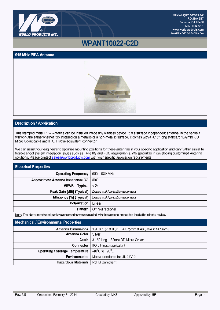 WPANT10022-C2D_8062691.PDF Datasheet