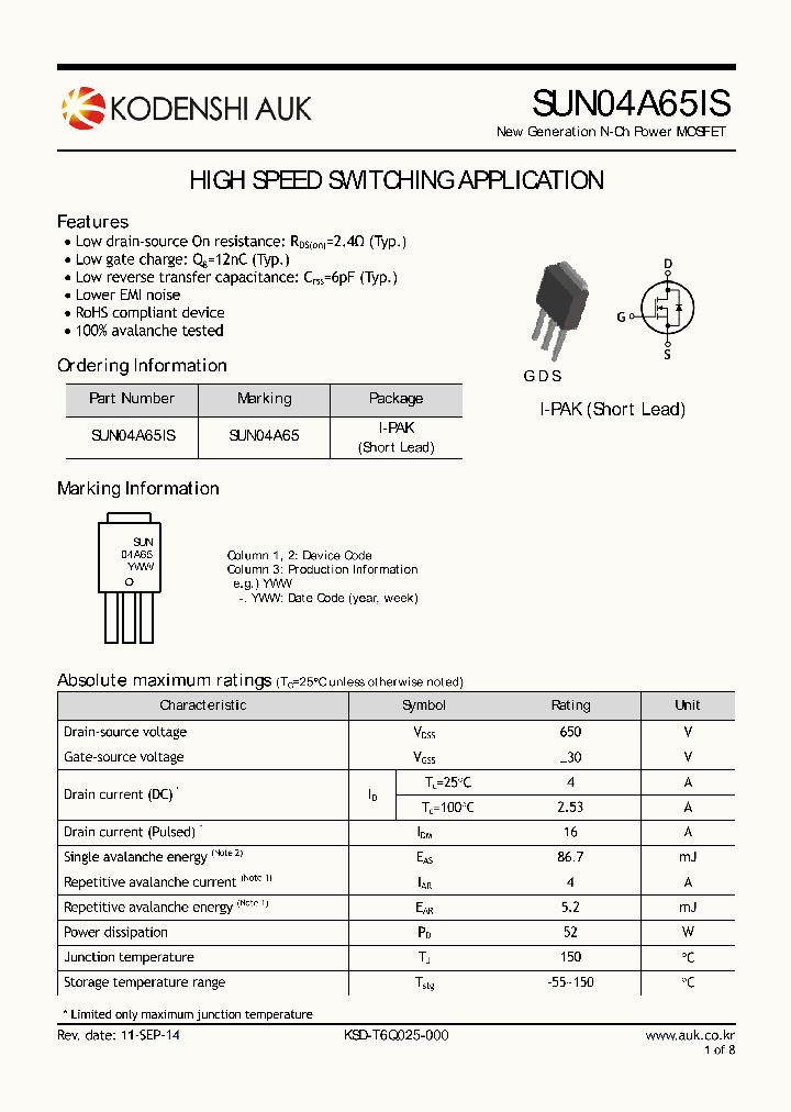 SUN04A65IS_8063781.PDF Datasheet
