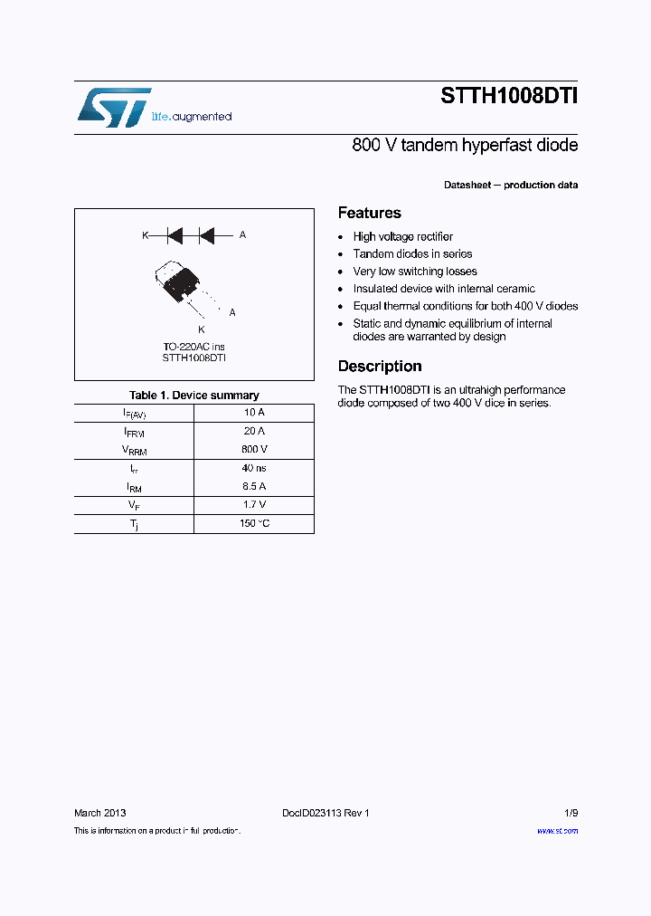 STTH1008DTI_8064104.PDF Datasheet