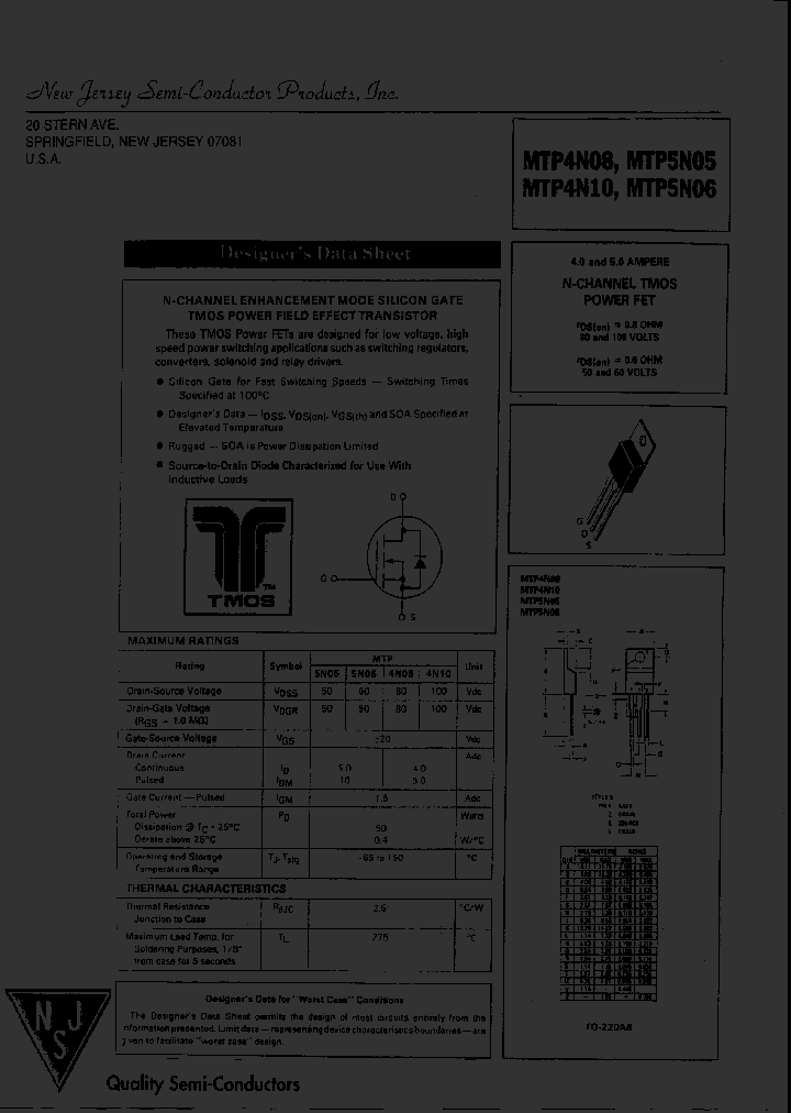 MTP5N05_8064029.PDF Datasheet