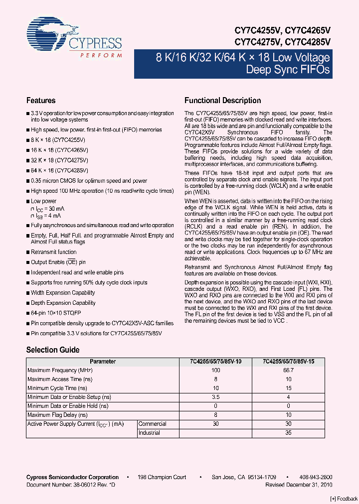 CY7C4285V-15ASXI_8065894.PDF Datasheet