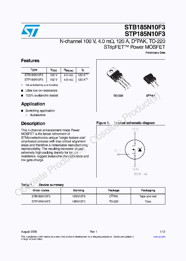 STP185N10F3_8064293.PDF Datasheet