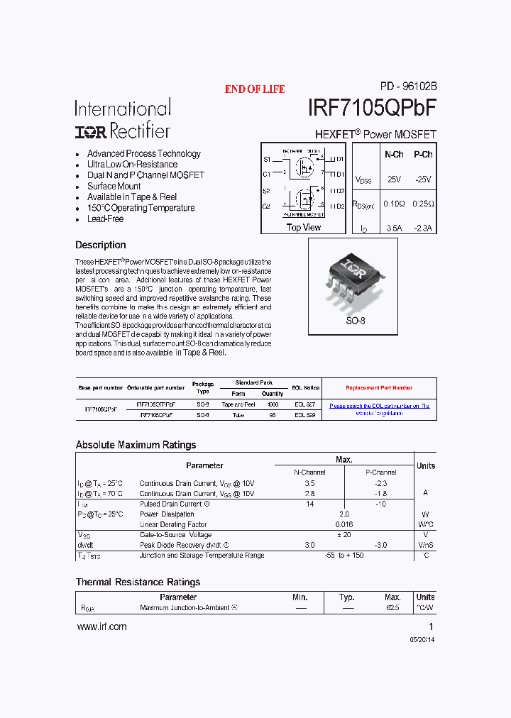 IRF7105QTRPBF_8065842.PDF Datasheet