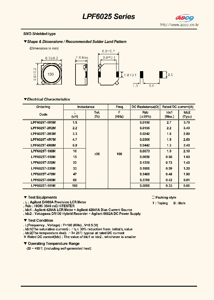 LPF6025T-100M_8068467.PDF Datasheet