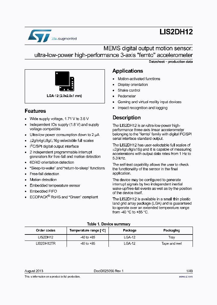 LIS2DH12TR_8069963.PDF Datasheet