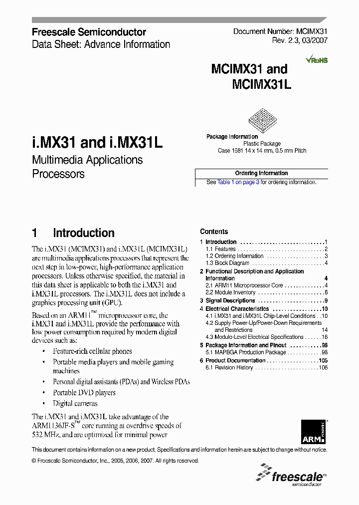 MCIMX31LVKN5_8074477.PDF Datasheet