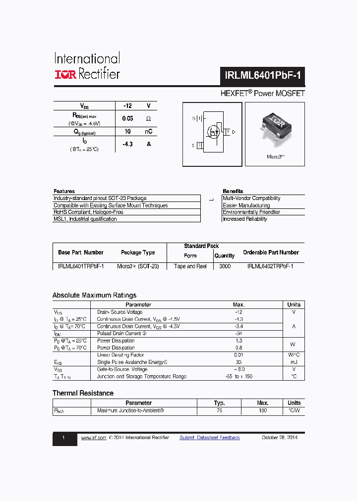 IRLML6401TRPBF-1_8077658.PDF Datasheet